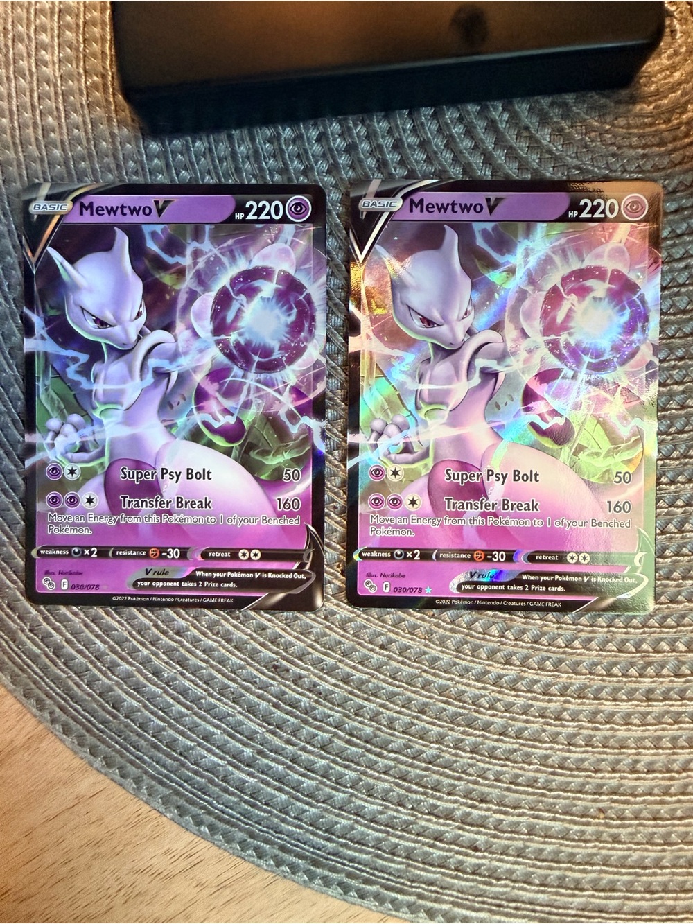Pokemon Mewtwo V Full-Art Holo - Purple and Pink Accents (Pair)
